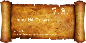 Tomay Márton névjegykártya